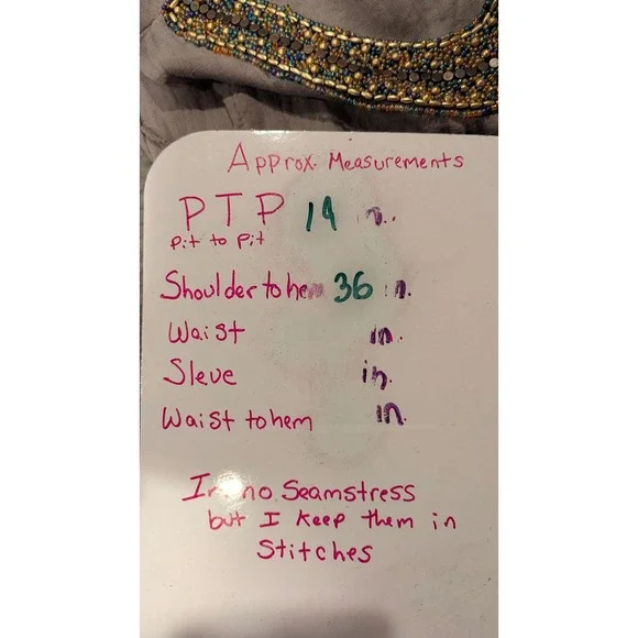 Lina Tomei Made in Italy Linen Dress Womens M Taupe Beaded Neck Shift Pockets - Picture 8 of 8